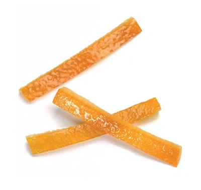 Candied Straight Orange Peel Strips, drained