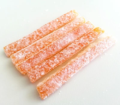 Straight Orange Peel Strips, dusted with Dextrose