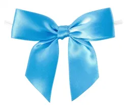 Light Blue Pre-Tied Satin Bows with Twist Ties